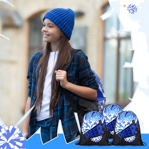 Image of SATINIOR 20 Pcs Cheer Bags Bulk Cheer Drawstring Backpacks Cheerleader Bags Cheerleading Gift for Cheerleaders(Royal Blue)