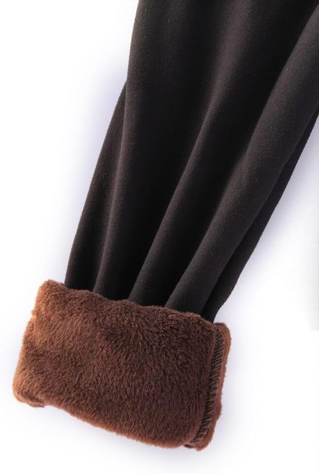 Just Cozy Leggings for Women- Fur Lined Winter Pants Warm with Fleece Lining Fleece Lined Thermal Black Leggings M-L - Image 7