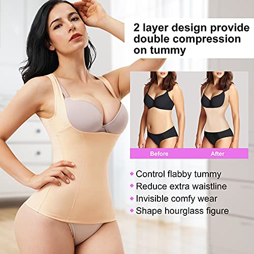 Ursexyly Women Waist Trainer Shapewear Vest Seamless Body Shaper Tummy Control Workout Tank Top Corset (L, Beige) #TOP4