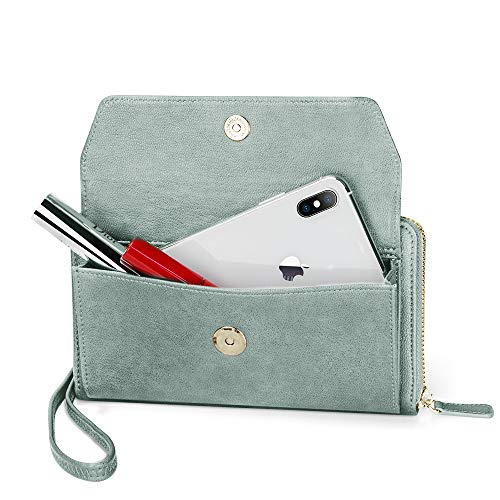 Image of nuoku RFID Blocking Wristlet Wallet for Women, Zip-Around Crossbody Clutch with 2 Removable Straps