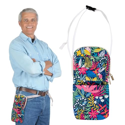 Nephrostomy Tube and Drainage Bag Cover with Adjustable Waist Strap & Catheter Pipe Cover for Nephrostomy Outer Bag Holder (Blue Pink)