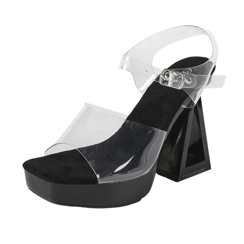 Tacchi Alti da 12 cm da Donna | Sandali con Tacco Grosso, Punta Quadrata e Plateau Antiscivolo per Matrimoni in Spiaggia, Balli Nuziali e Serate in Discoteca