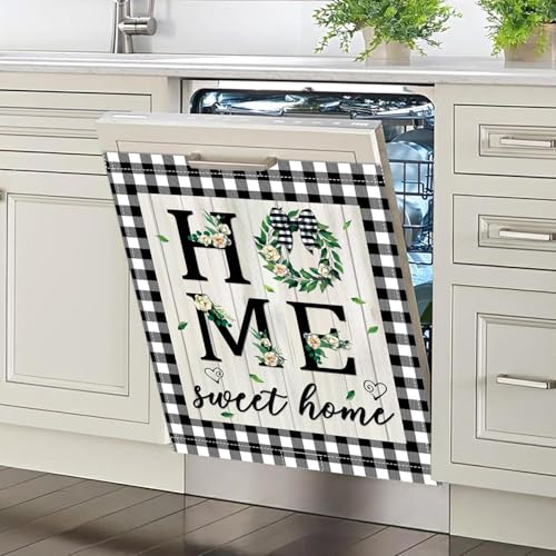 Sweet Home Dishwasher Magnet Cover, Spring Eucalyptus Leaves Dishwasher Magnetic Cover for Kitchen Decoration Farmhouse Dish Washer Covers Refrigerator Sticker Fridge Panel Decal 23x26In