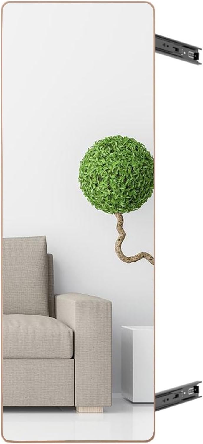 Built-in Folding, Sliding And Rotating Dressing Mirror, Wardrobe Built-in Invisible Pull-out And Retractable Full-length Mirror(Rose gold,90 * 40cm)