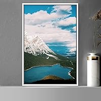 Framed Canvas Wall Art Mountain Lake View Global Landscape Mountain Multicolor Photography Relax/Calm - 16x24 inches