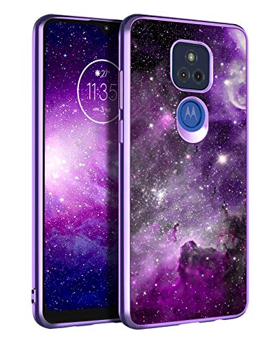 BENTOBEN Moto G Play 2021 Case, Slim Fit Glow in The Dark Soft Flexible Bumper Protective Shockproof Anti Scratch Non-Slip Cute Cases Cover for Motorola Moto G Play 2021 Version, Nebula/Galaxy