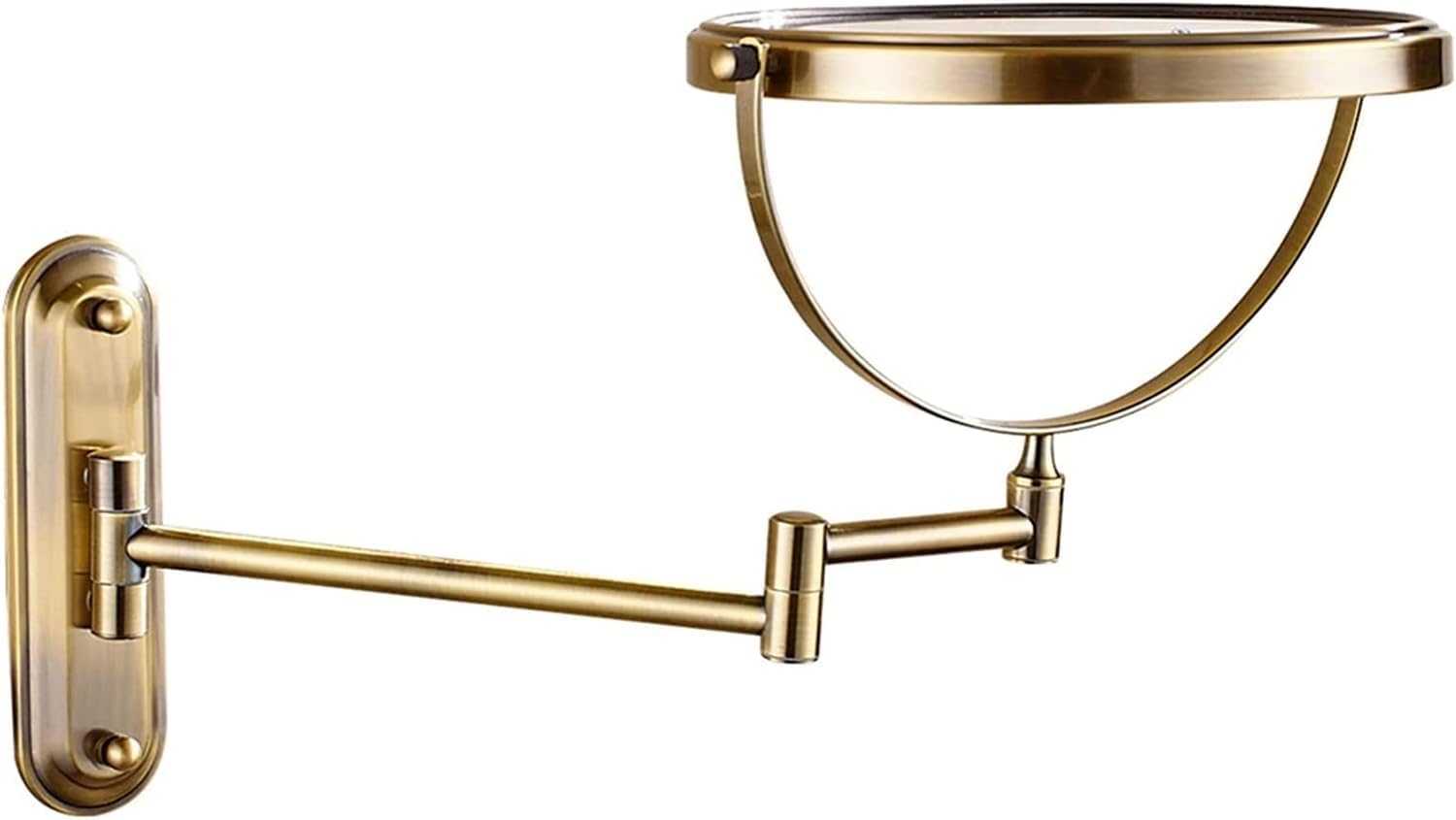 Specchio per il trucco da 8 pollici in ottone con ingrandimento 5x Specchio cosmetico rotondo estensibile da parete per il bagno Elegante finitura in nichel Perfetto per la cura e la bellezza(Nickel