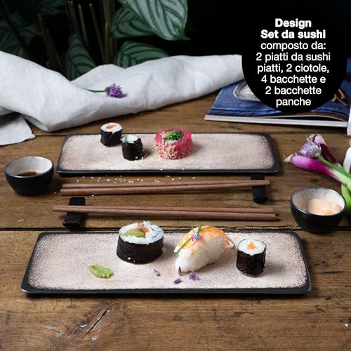 Moritz & Moritz Set di stoviglie da sushi per 2 persone - 10 pezzi - Servizio da sushi con 2x piatti da sushi, ciotole per salse e bacchette - immagine 3