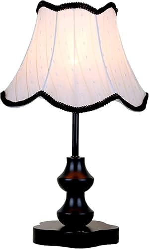 JITEM Lámpara de Mesa Lámpara de mesa de estilo nórdico de 16.5 pulgadas de alto, lámpara de noche de madera retro con pantalla de tela, interruptor