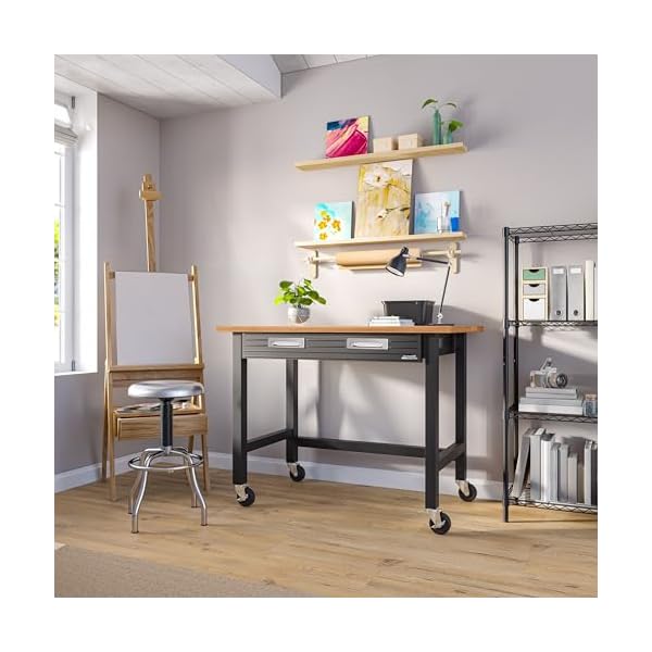 Seville-Classics-UltraGraphite-Wood-Top-Workbench-on-Wheels-with-Sliding-Organizer-Drawer-Table-48-Graphite Seville-Classics-UltraGraphite-Wood-Top-Workbench-on-Wheels-with-Sliding-Organizer-Drawer-Table-48-Graphite