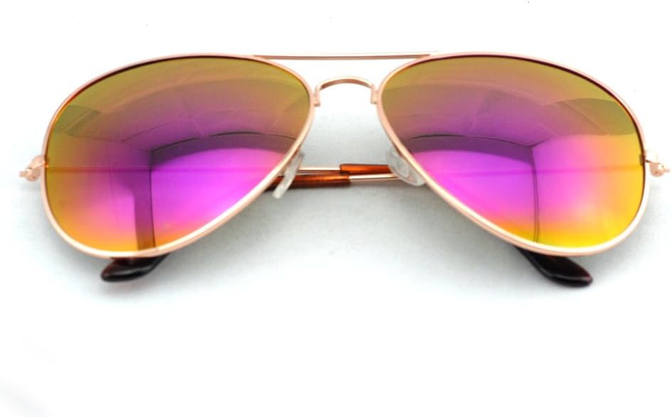 Anleo Classic Color Full Mirrored Aviator Sunglasses Withe Free Spectacles Case Fashion Outdoor Sports Riding Bicycle Fishing Glare Woman Sunglasses Colourful Lens (Blue, Golden, Cyan, Purple) Best Gift Or Wonderful Holiday Necessary Personal Items