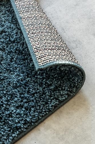 freundin Home Collection Shaggy Rug - Fluffy High Pile Living Room Rug - Plain Soft Easy Care Long Pile for Living Room, Dining Room, Bedroom, Children's Room - Petrol, 80 x 120 cm - Image 4