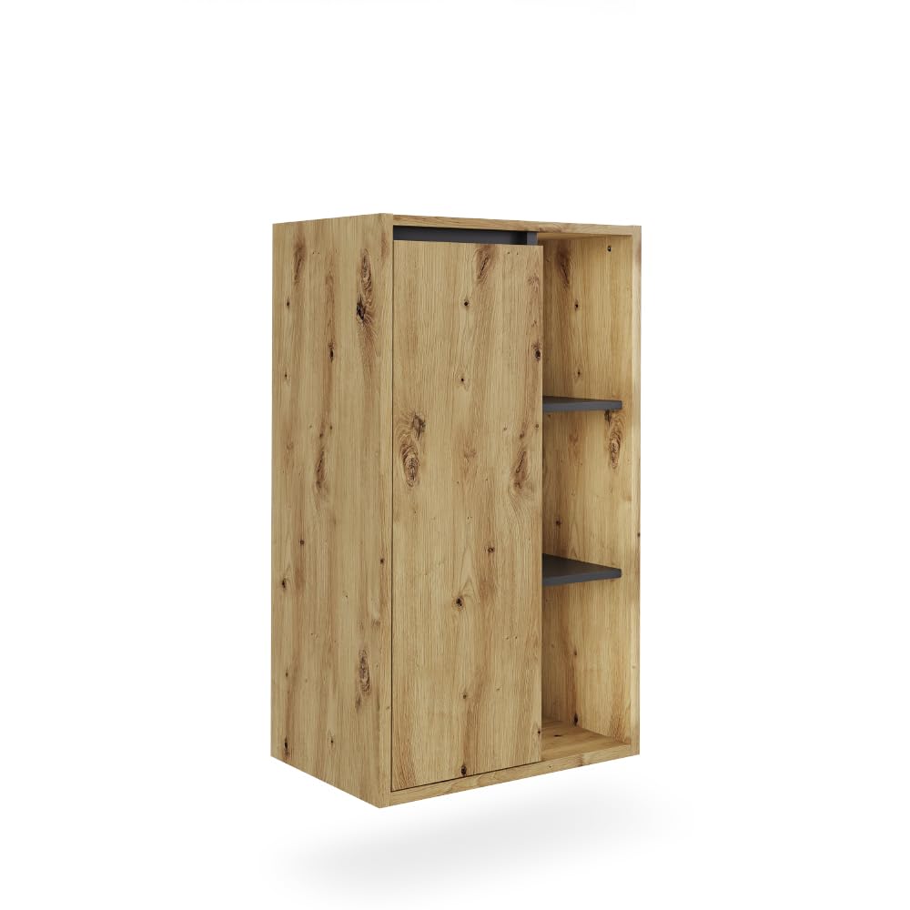 Vicco Mobiletto midi Viola, Artigiano/grigio, 50 x 86 cm con ripiani aperti, adatto per montaggio a parete e combinabile con la serie Viola