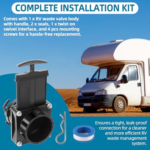 Image of TonGass 3-Inch RV Waste Valve Body with Handle, Mess-Free Water Valve | Heavy-Duty Camper Sewer Pipe Fitting, Durable RV Sewer Valve Replacement for Camper, Trailer, and Motorhome