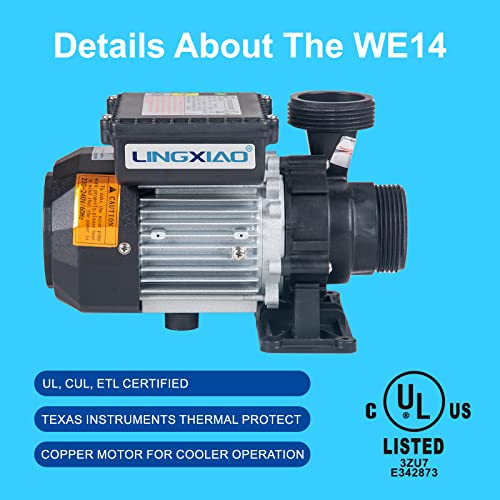 Image of WE14 SPA Circulation Pump, 240V Hot Tub Circulating Pumps Compatible with E14 Circulation Pump 0.35HP, 1.5 inch Port (Model: WE14)