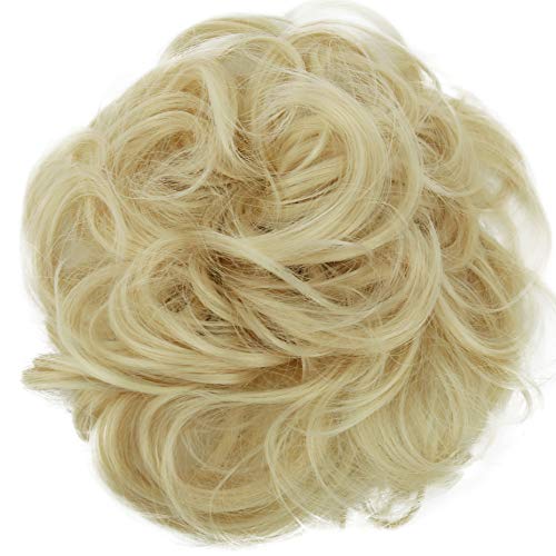 PRETTYSHOP Hairpiece Scrunchie Bun Up Do | Ponytail Extensions | Wavy Curly or Messy (Bleach Blond G13E_88T613)