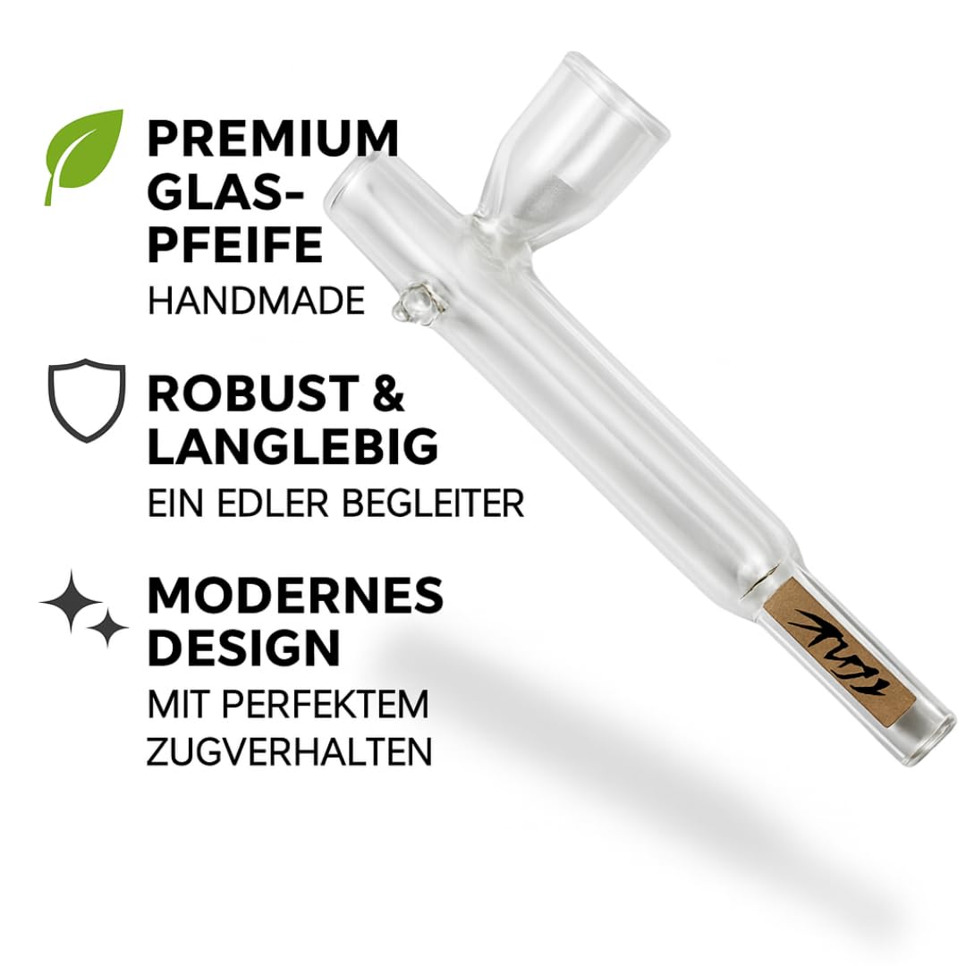 Weedness Glas-Pfeife für Aktivkohlefilter 14 cm – Tabakpfeife Schraubpfeife Smoking Pipe für Unterwegs Purpfeife Kleine Edle Pfeifen