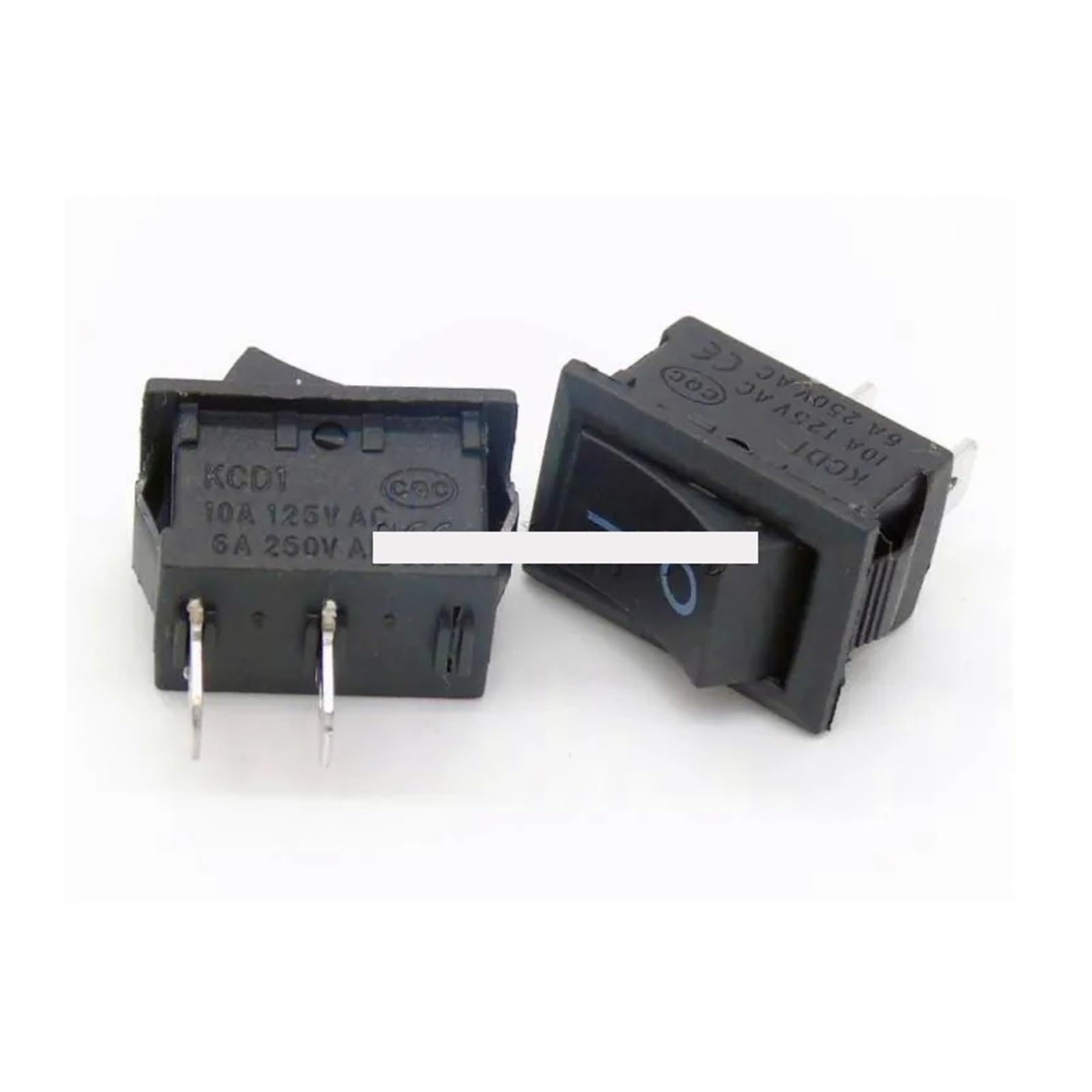 BKGWCSOR 10Pcs Push Button Switch 15x21mm SPST 2Pin 6A 250V 10A 125V KCD1-101 Snap-in On/Off Rocker Switch 15MM*21MM Black Switches
