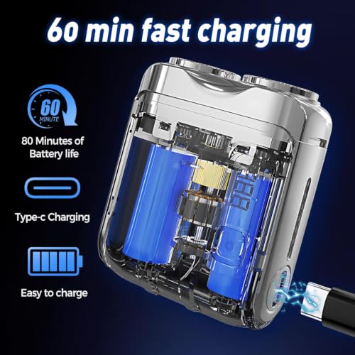 Image of Portable Mini Mens Electric Shaver Compact Dual Head Shaver, Black | 2026 New Mini Electric Razor Compact Dual Head Shaver, Portable Electric Shaver for Men