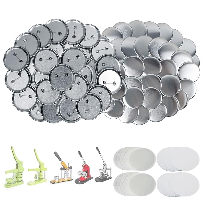Professional Badge Making Raw Material, 58mm Metal Button Badges, Silver, 200 Pieces Raw Material Set (Badge Machine not Included) - only 200 pcs. raw Material-image-36