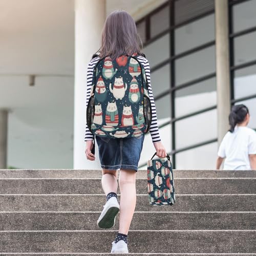 Sac à dos d'hiver en forme de chat avec boîte à déjeuner pour enfants