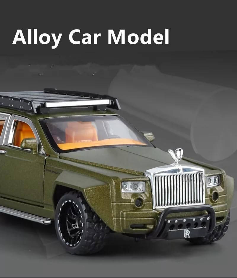 Image of Invite Enterprise v1:32 Rolls-Royce Phantom 6x6 Alloy Pickup Diecast Model Car - Sound & Light Gift,Rolls-Royce Phantom Model Car 1 /32 Scale Toy Cars Diecast Vehicle Boy Kid Gifts, Green