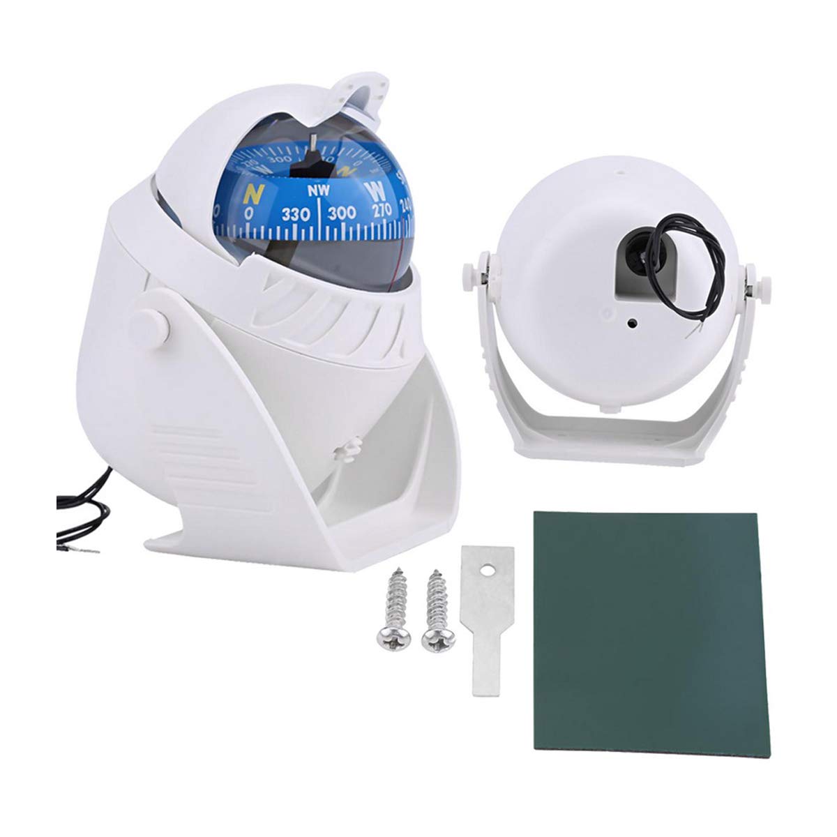 Boussole électronique Marine Haute Précision - Pour Bateau, Camping-car, Tableau De Bord - Montage Surface, étanche, Portable (Blanche)