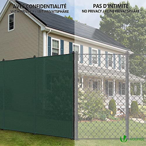 Image of VOUNOT Privacy Netting 6' x 33' Garden Screening 150 GSM HDPE Shading Net, 85% Shading Rate UV-Resistant, Tear-Resistant Windbreak Fencing with Holes and Cable Ties, Green