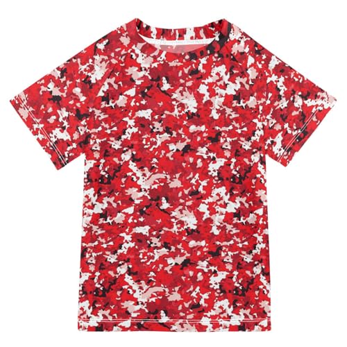 KLL Little Girls Bathing Suitt Short Sleeve Big Girls Swimsuit 3T Red Camouflage Camouflage
