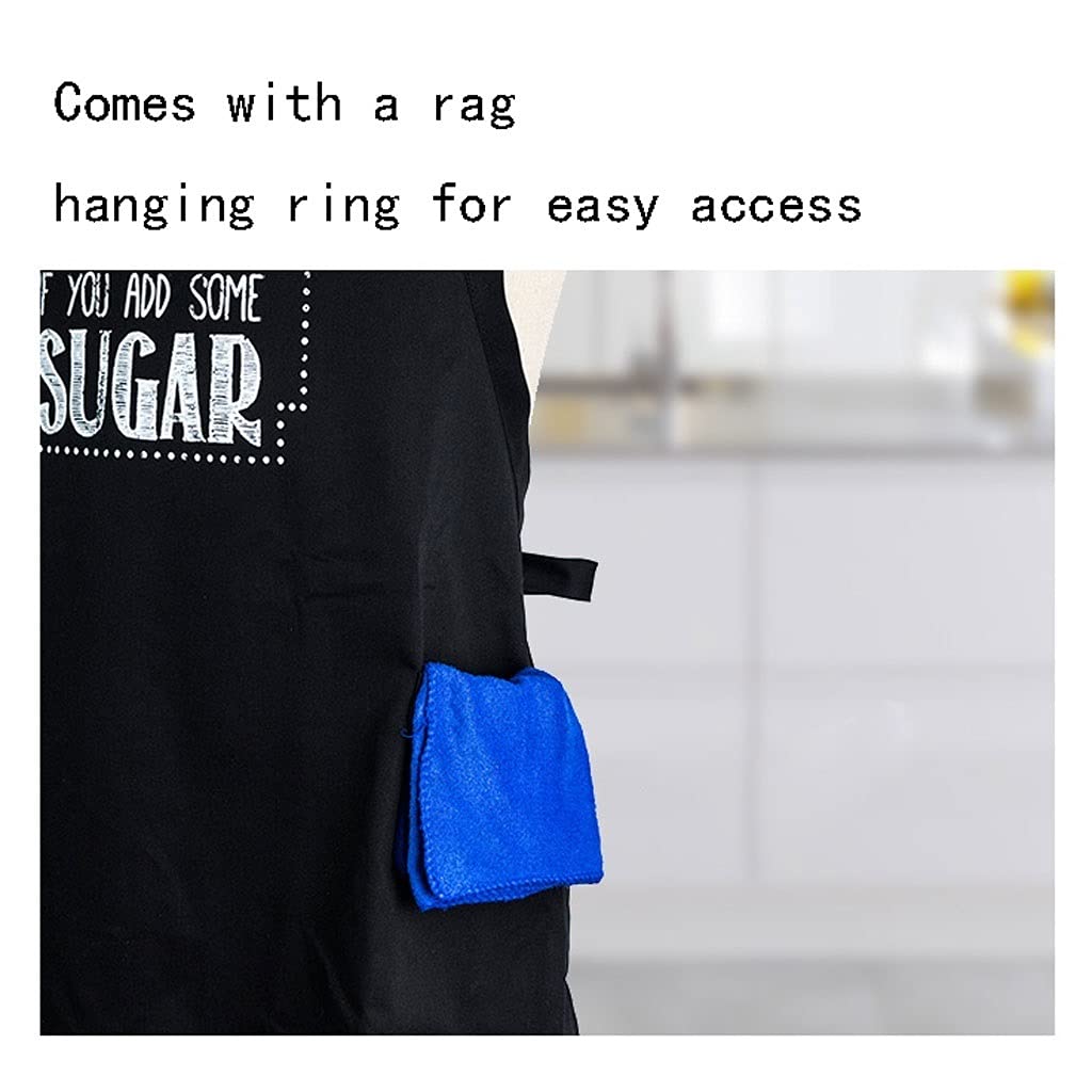 Delantal Delantal Babero Ajustable y Chef de Mujer Delantales de la Cocina de Cocina Resistente a la Cocina Viene con el Anillo Colgante del trape Delantal Adulto Fácil de Limpiar