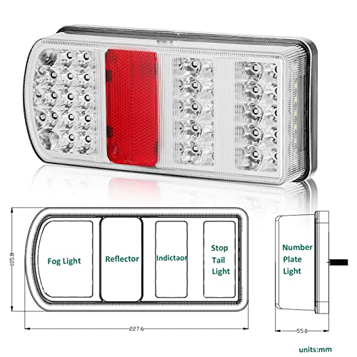 DARKGUARD Rückleuchten Anhänger Satz Led 12v,Rücklicht Heckleuchten Anhänger Led Verkabelt mit 13 poligem Stecker - 5,2m Kabel- 2x 5poliger Bajonettverbindung E4 Prüfzeichen 7Funktion Wasserdicht – Bild 6
