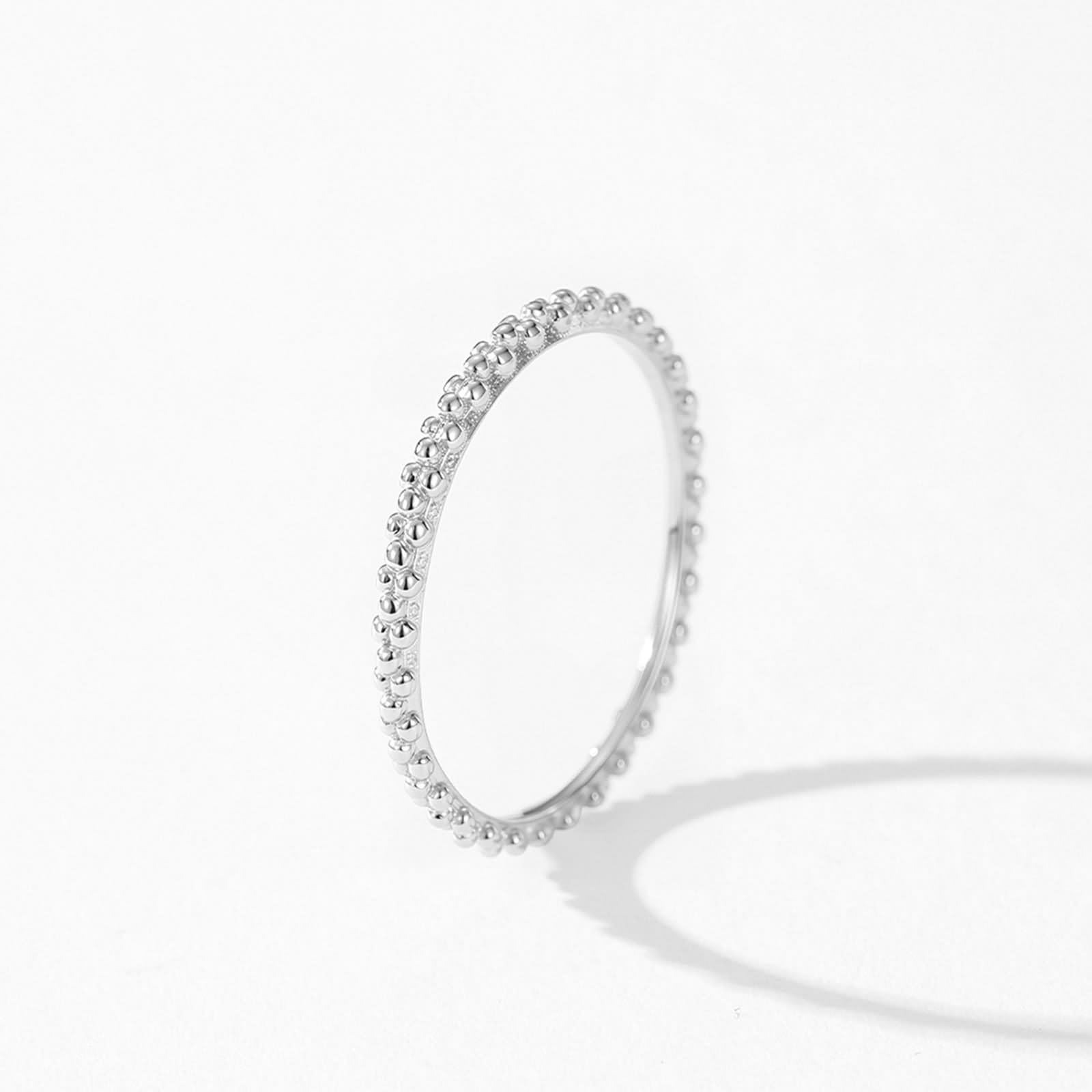 Anillos de aniversario para mujer, anillo de compromiso apilable con puntos redondos, regalos únicos para mujer