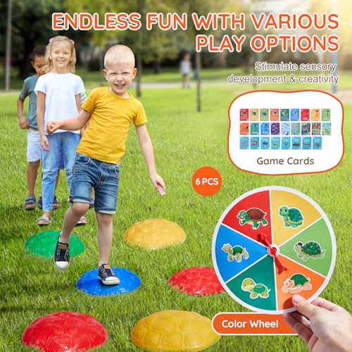 Image of VEVOR Turtle Balance Stepping Stones, 6 PCS, Up to 220 lbs Kids Turtle Jumping Stones Steps Stones, Toddler Obstacle Course Coordination Game Toys Indoor or Outdoor Play for Children Aged 3 4 5 6 7 8+