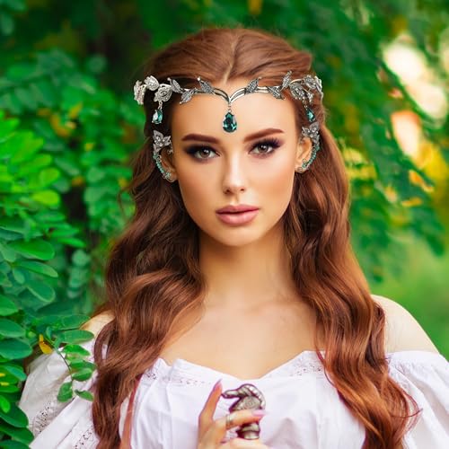 FRESHME Elf Ear Cuffs and Crown - Fairy Crown and Non Pierced Fairy Ear Cuffs Renaissance Renfaire Cosplay Accessories2