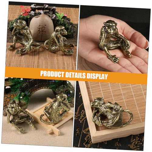 Figurine de singe vintage en laiton pour decoration de bureau miniature