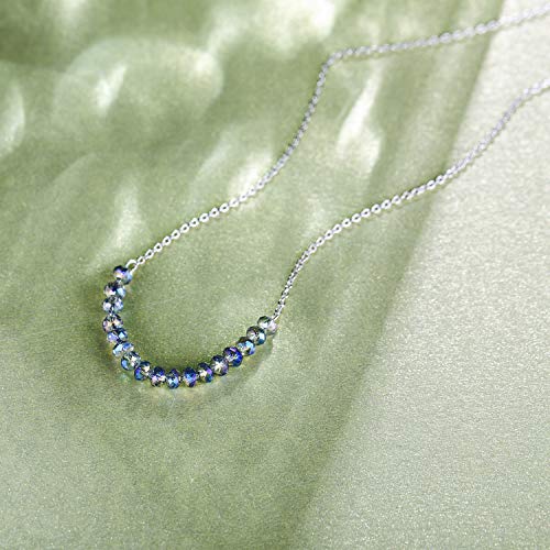 ESSIE ODILA Necklace for Birthday Women, 925 Sterling Silver Crystal Beads Birthday Necklace,Birthday Jewelry Gift for Women4