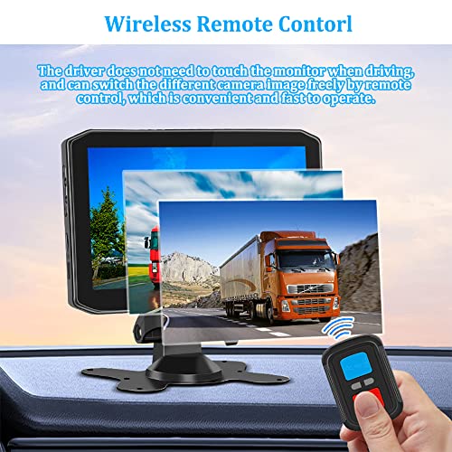Image of VSYSTO 3CH WiFi Truck Dash Camera, GPS 7 Inch Monitor HD 1080P Front Camera, Left & Right Infrared Night Vision Rearview Mirror Cameras, Backup Cam for RV Semi Trailer Van Tractor Car (7 Inch Screen)