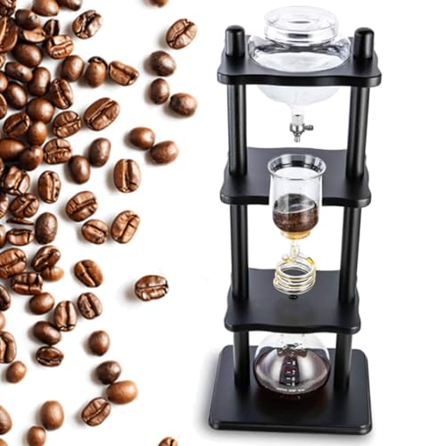 Ekspres do kawy Cold Brew – ręcznie robiona szklana wieża z ramą sosnową do użytku domowego lub kawiarni