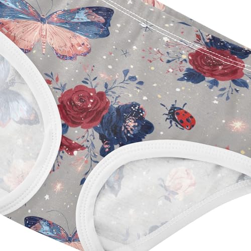 Wusikd Blue Pink Flowers Girls' Underwear Cotton Insects Girls Briefs Soft Toddler Underwear 2T4