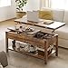 FABATO Lift Top 4-in-1 Multi-Function Convertible Coffee Table With Storage, Converts to Dining Table for Living Room, Reception Room, Office - Rustic Brown