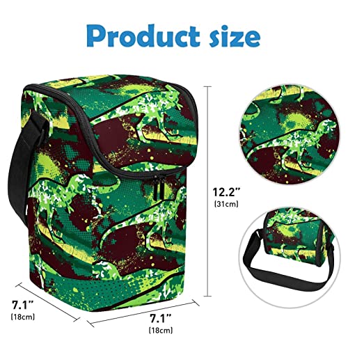 Lonchera ligera de camuflaje verde dinosaurio compacta e impermeable 4