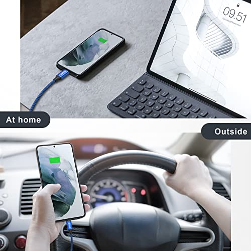 RAVIAD USB C-kabel, 2 stuks 2 m, oplaadkabel, USB C nylon, snellaadkabel, type C oplaadkabel voor Samsung Galaxy A12/A52s/S10, Huawei P40/P30, Google Pixel, POCO X3 PRO, OnePlus Nord 2, blauw - Image 8