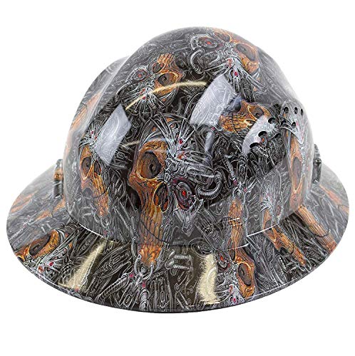 Troy Safety RK-HP44-SKULL Patterned Hard Hat Full Brim Style with 4 Point Ratchet