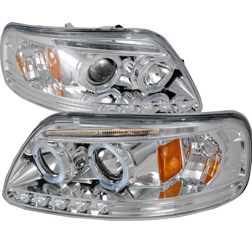 Ford Expedition 1997 1998 1999 2000 2001 2002 LED Halo Projector Headlights - Chrome