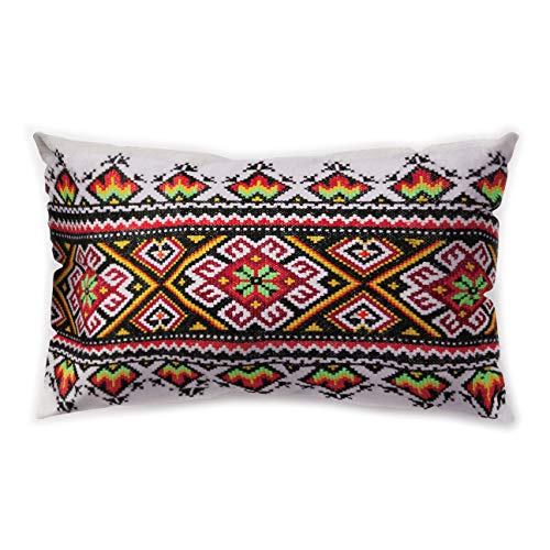 Hengjiang WEIANG Housse de coussin rectangulaire, style ethnique africain, orange/marron, motifs géométriques recto verso, en peluche douce, 30 x 50 cm Cover