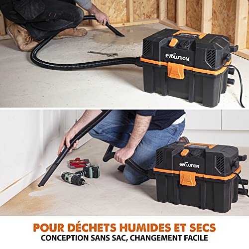 Aspirateur eau et poussière avec prise de force R15VAC d’Evolution - Moteur puissant de 1000 watts - Fonction double air - Image 5