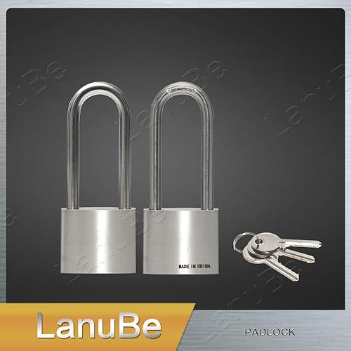 Miniatura 9 de LanuBe Candados de acero inoxidable 304 con igual llave para uso en exteriores, candado para vaso de pines, cuerpo de 2 pulgadas de ancho, grillete