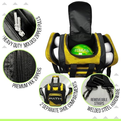 Pyramid Path Pro Deluxe Single Bowling Ball Tote - Holds One Ball, One Pair Shoes Up to Mens 153