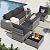 Aoxun 7 Pieces Patio Furniture Set with 44” Fire Pit Table Wicker Rattan Outdoor Sectional Conversation Set with Coffee Table and 4” Thickened Cushions, Gray/Black(Waterproof Cover Included)