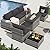 Aoxun 7 Pieces Patio Furniture Set with 44” Fire Pit Table Wicker Rattan Outdoor Sectional Conversation Set with Coffee Table and 4” Thickened Cushions, Gray/Black(Waterproof Cover Included)